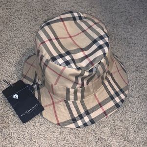 Burberry Tan and Black Checkered Hat